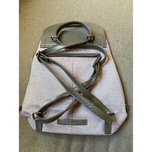 Elk AU Backpack Bag Purple Tweed Leather Trim Convertible Backpack